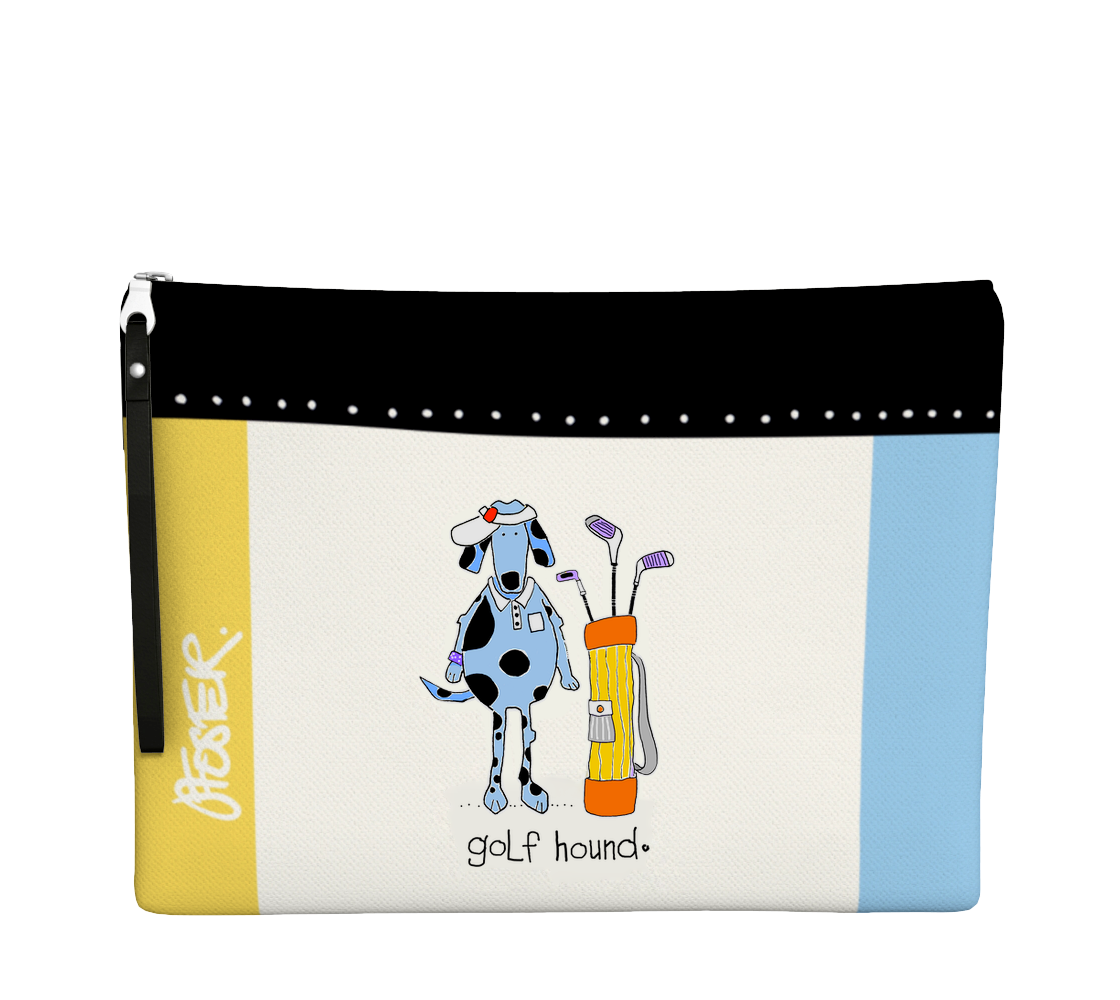 The front of the GOLF HOUND ZIPPER BAG by Jenny Foster