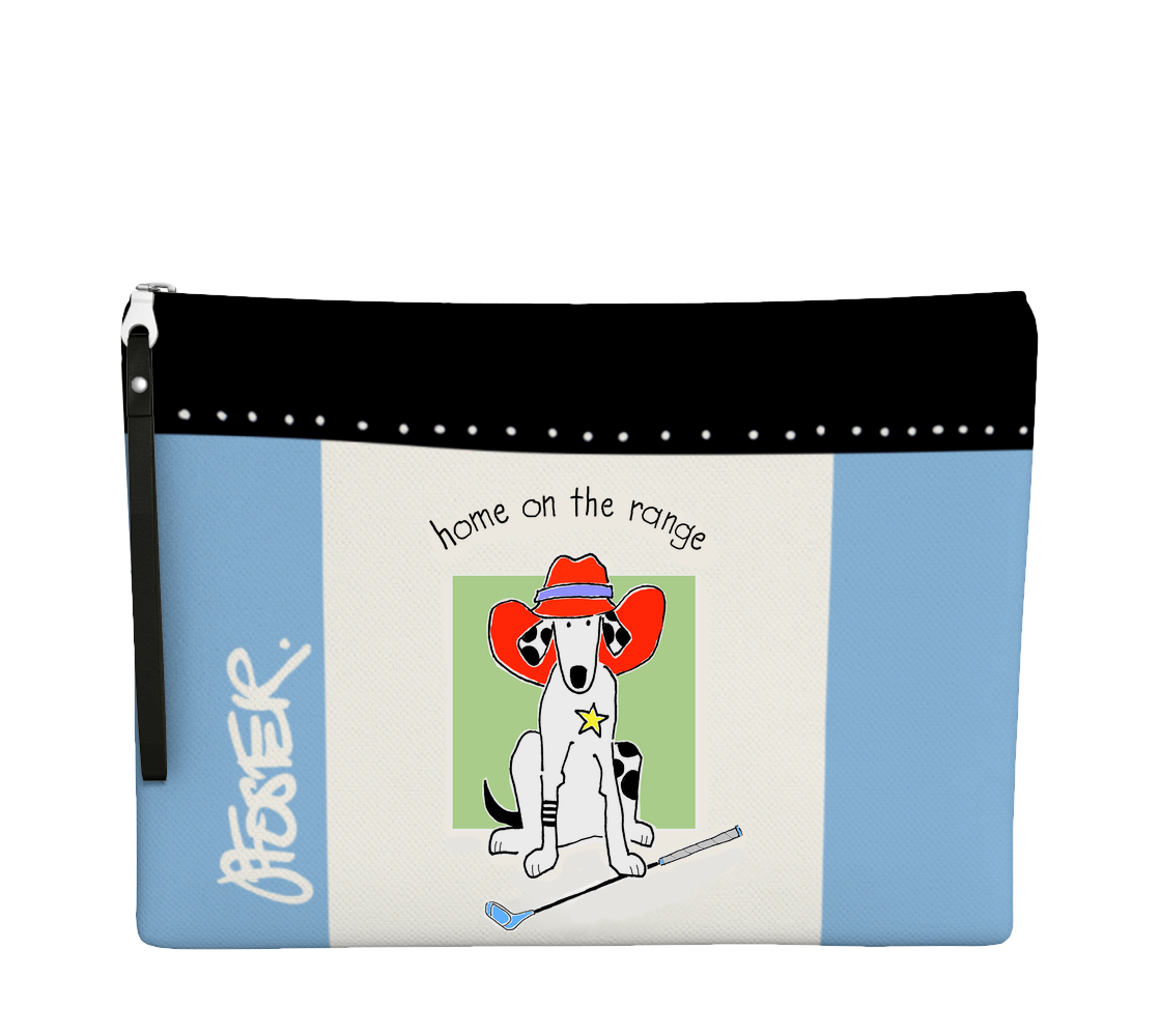 The front of the HOME ON THE RANGE ZIPPER BAG by Jenny Foster