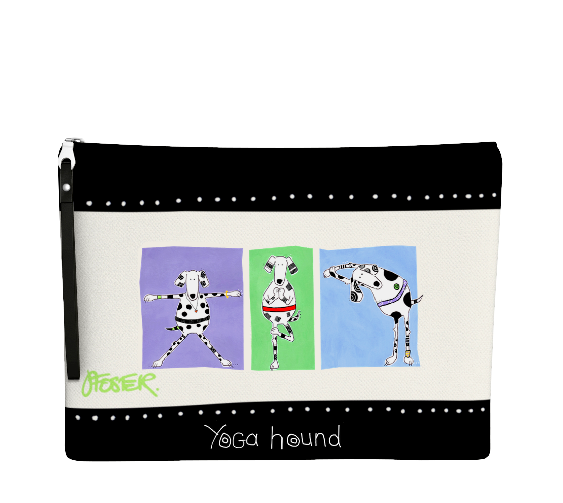 The front of the YOGA HOUND ZIPPER BAG by Jenny Foster