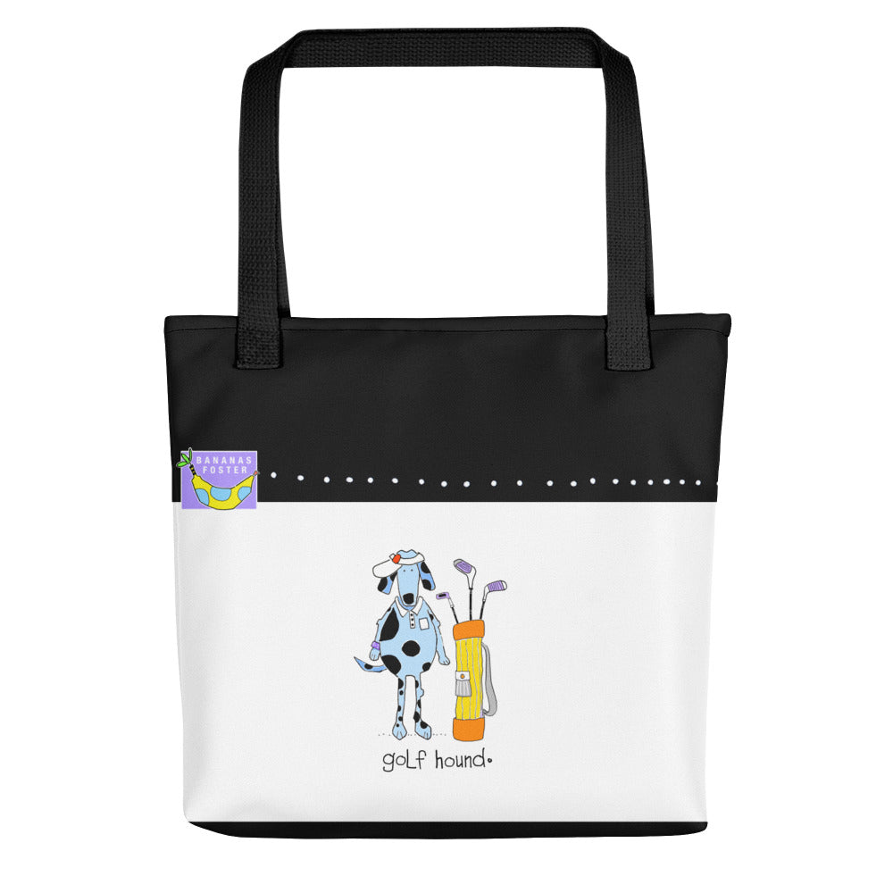 The back of the GOLF HOUND TOTE BAG by Jenny Foster