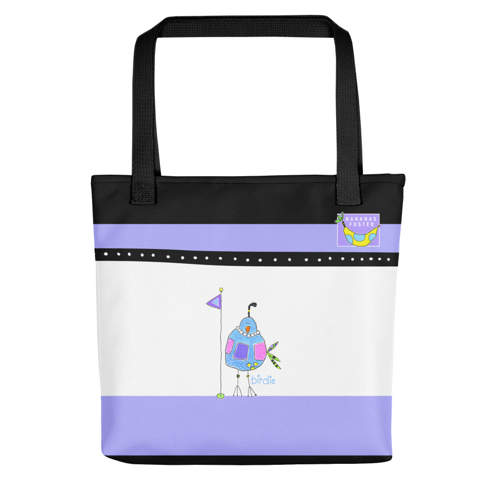 The back of the BLUE BIRDIE TOTE BAG by Jenny Foster