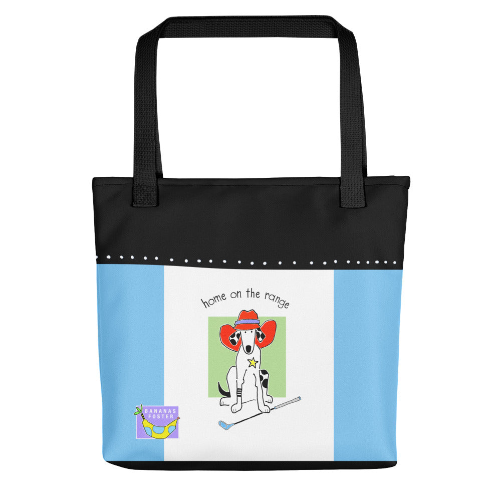 The back of the HOME ON THE RANGE TOTE BAG by Jenny Foster