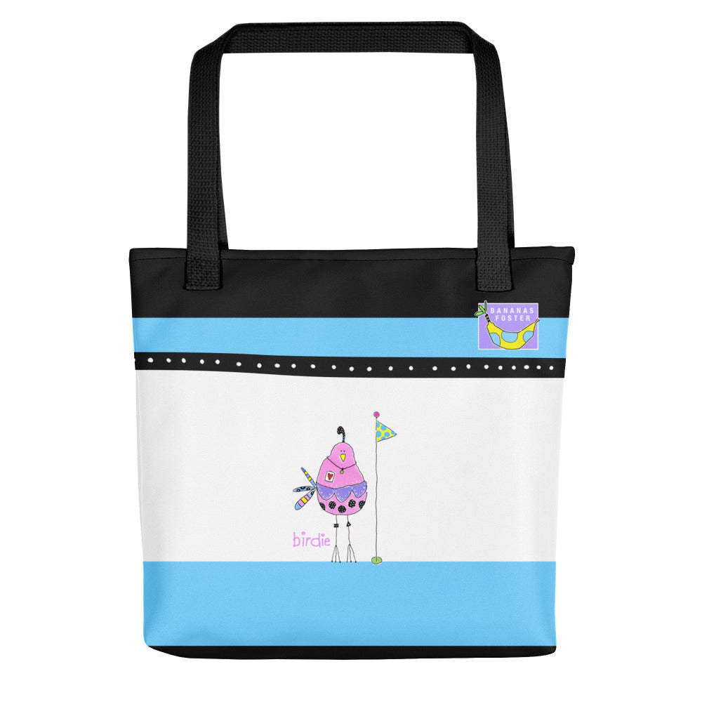 The back of the PINK BIRDIE TOTE BAG by Jenny Foster