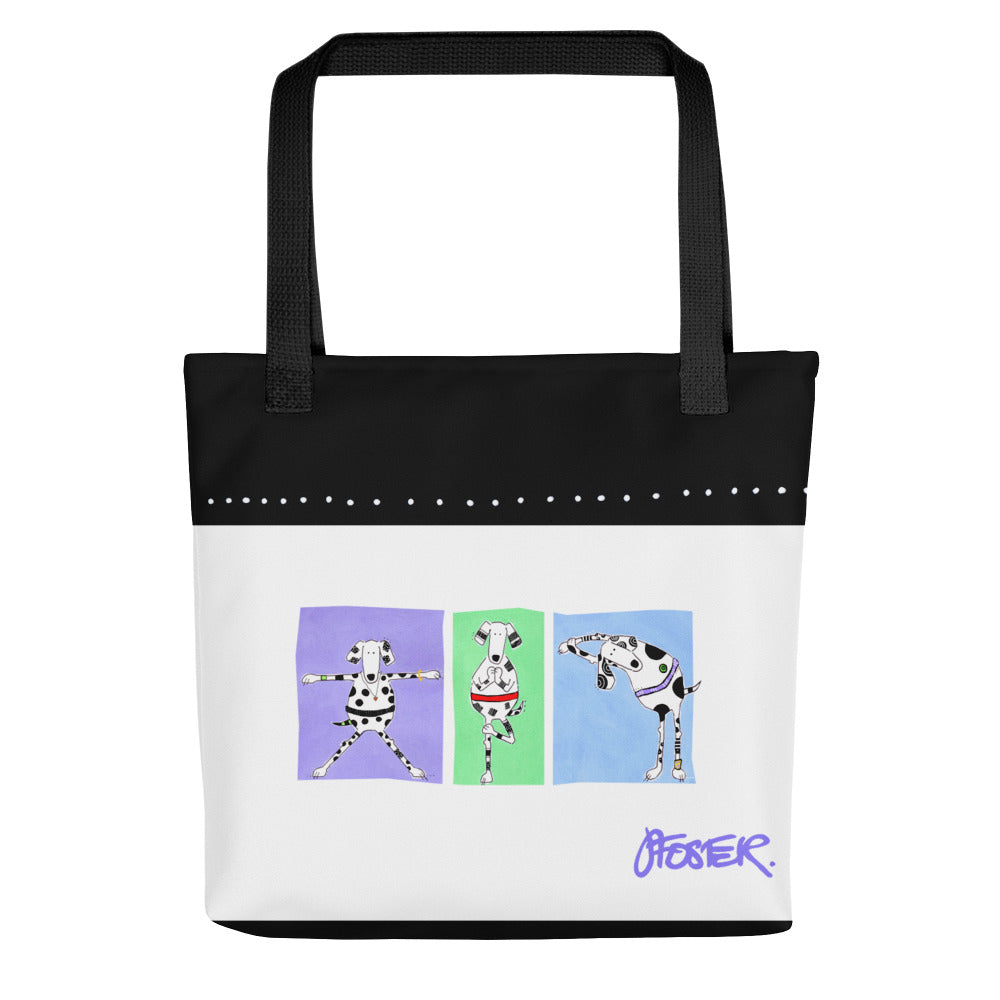 The front of the YOGA HOUND TOTE BAG by Jenny Foster