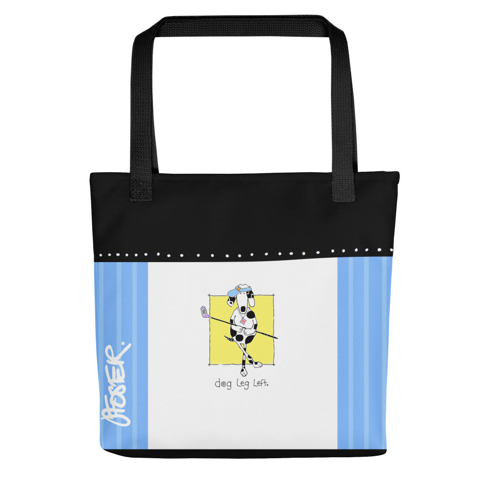 The front of the DOG LEG LEFT TOTE BAG by Jenny Foster